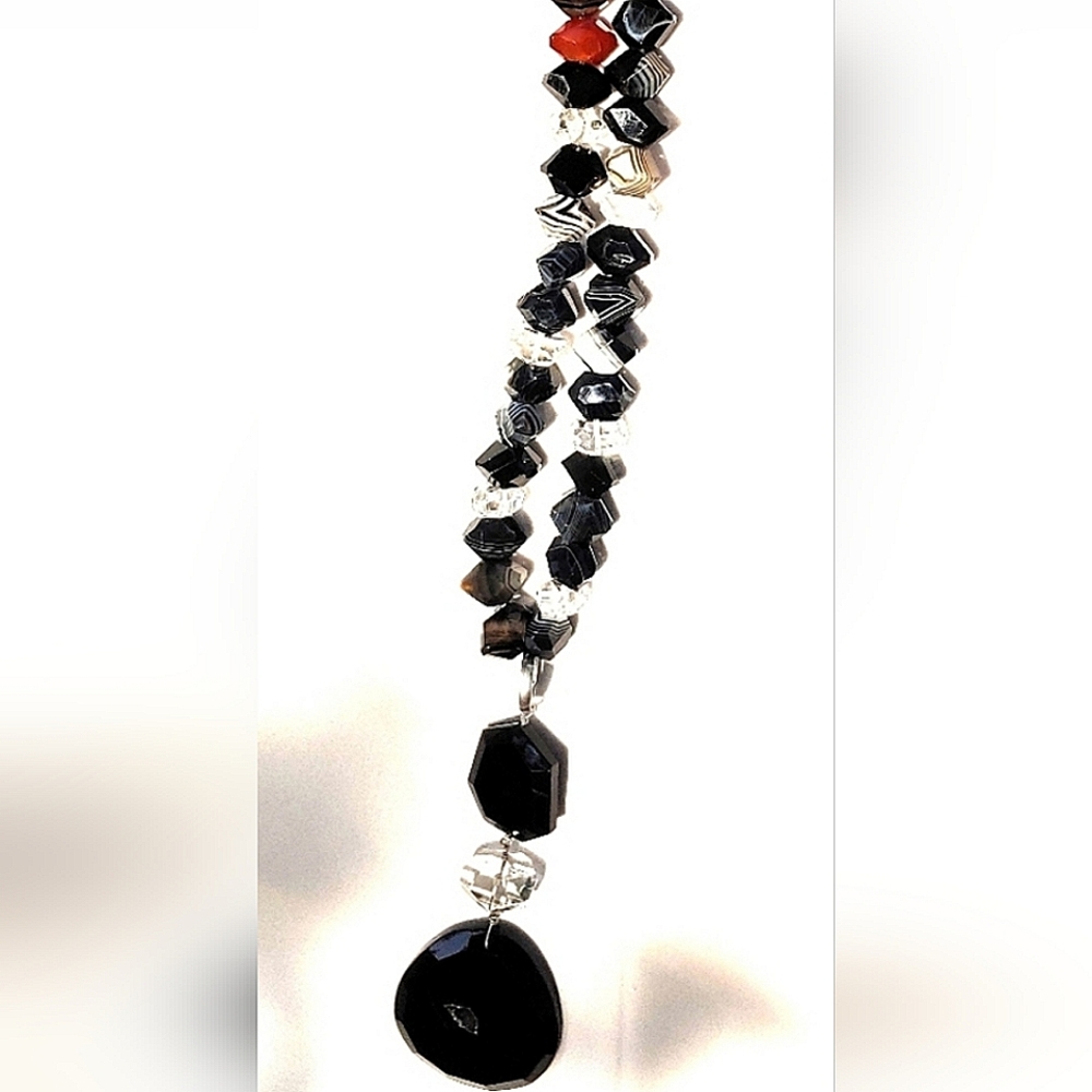 Deb Guyot banded & sliced agate/Herkimer quartz